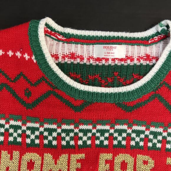 Holiday Time Gnome Men’s LG Ugly Christmas Sweater Crewneck Costume Holiday - Picture 6 of 8